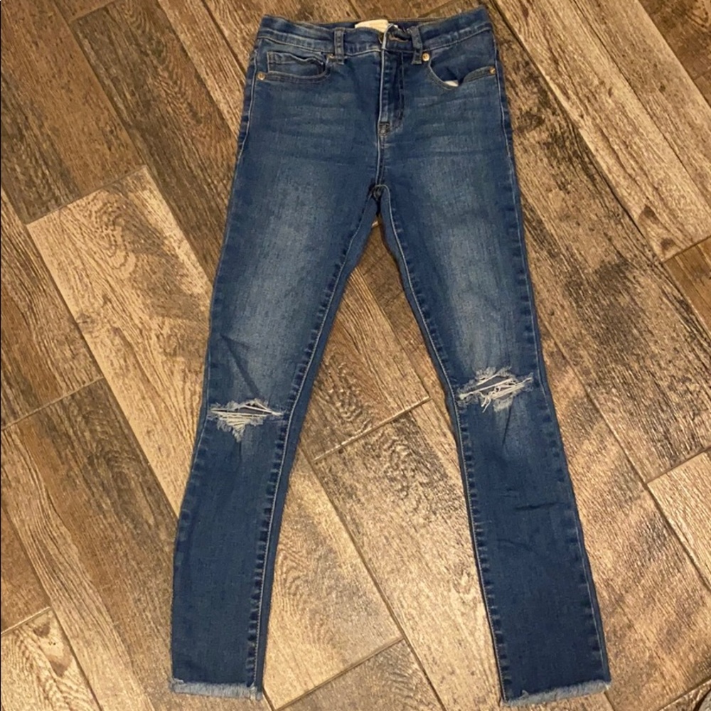 girls distressed forget 21 jeans